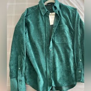 Turquoise corduroy Zara button up